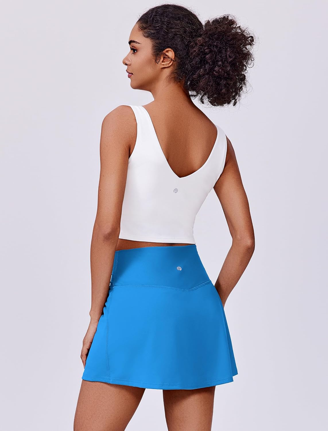 PINSPARK Women's High Waisted Tennis Skirt - Stretchy Golf Skort with 2 Pockets for Workout & Running