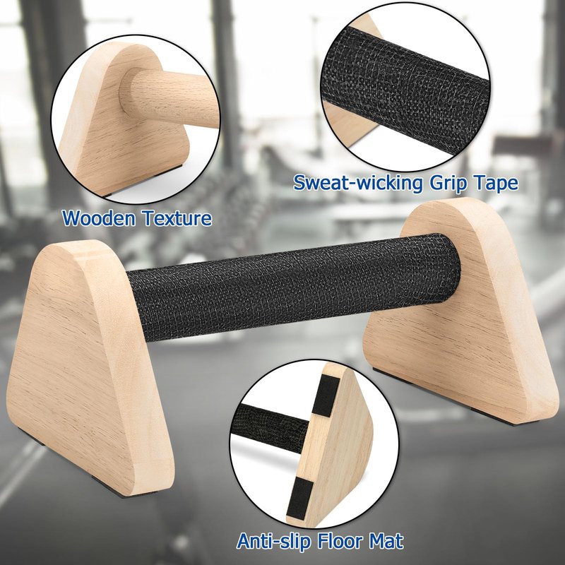 TOBWOLF 2PCS Wooden Push Up Bars, Solid Calisthenics Wood Parallettes Bars for Men Strength Training, Will Not Slip or Wobble, Calisthenics Equipment for Planks, Calisthenics & Home Gym Workout