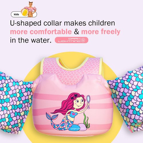 Dark Lightning Toddler Swim Vest - USCG Approved Floaties with Arm Wings for Ages 2-7 | 30-50 lbs