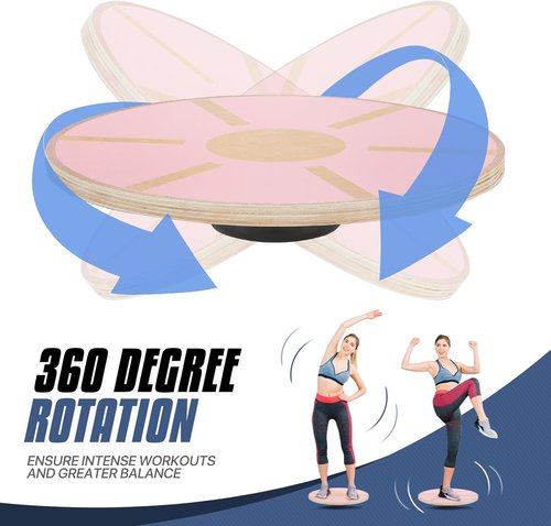 MADOG Wooden Wobble Balance Board - 15.5" Anti-Skid Core Trainer for Home Gym & Physical Therapy