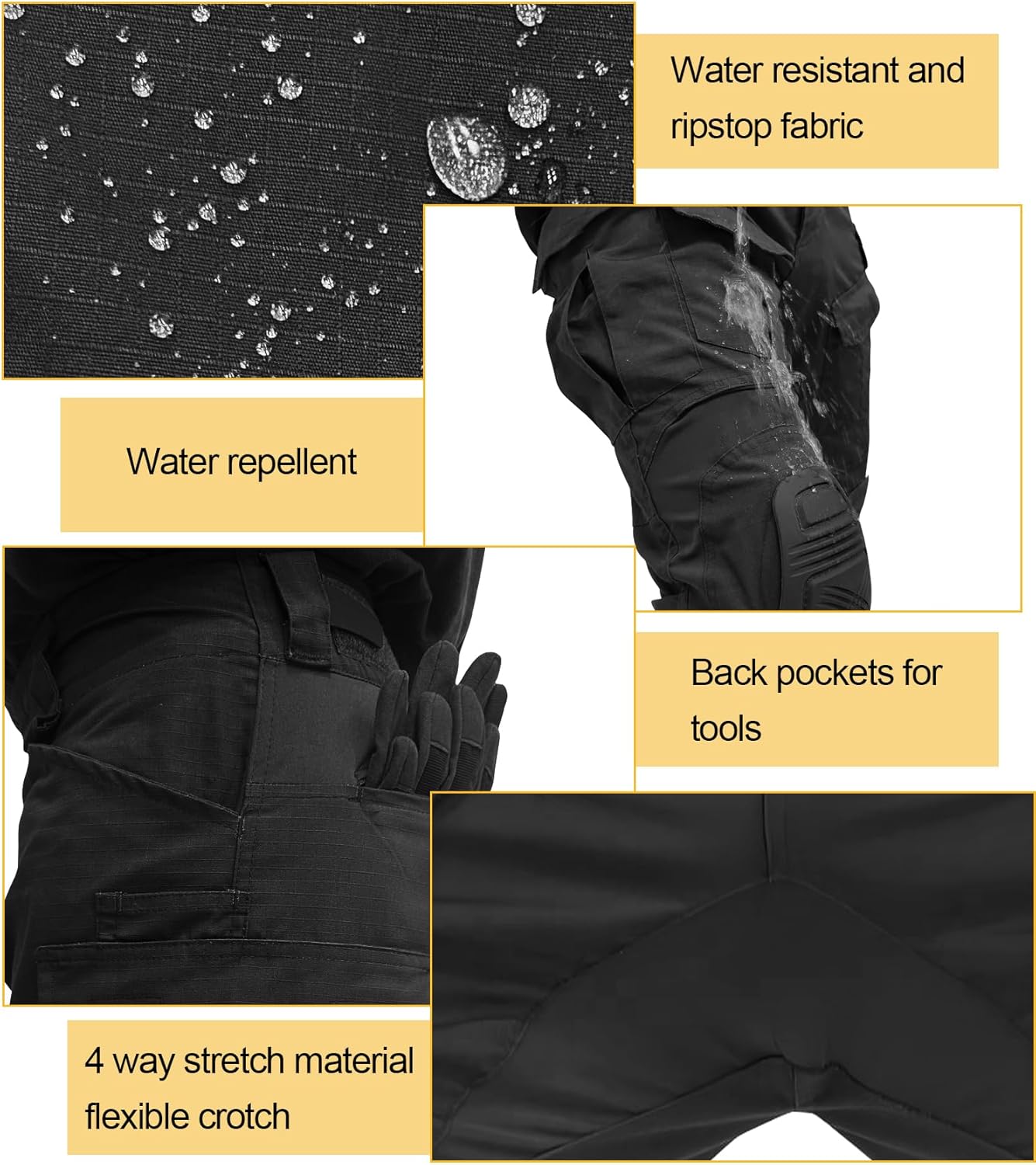 Skiennix Men's Tactical Pants - Waterproof Camo Cargo Pants with Knee Pads & 10 Pockets