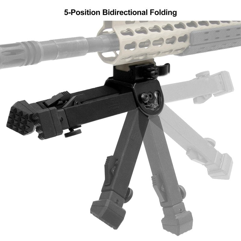 UTG Rubber Armored Full Metal QD Bipod, Height 6.0"- 8.5", Black