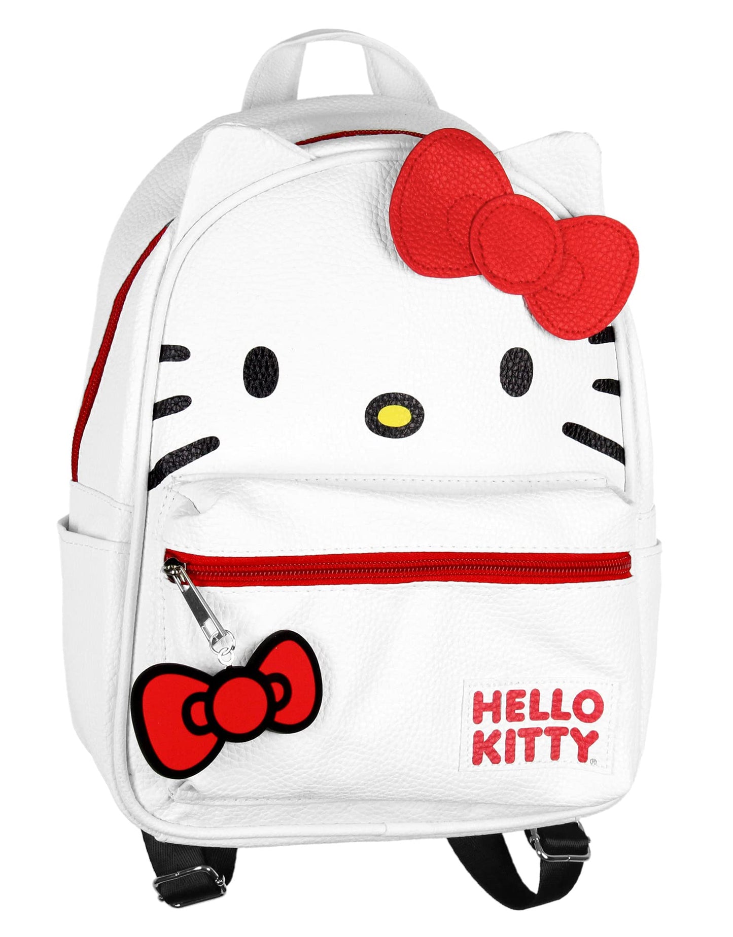 AI ACCESSORY INNOVATIONS Sanrio Hello Kitty Signature Bow Face and 3D Ear Design Faux Leather Mini Backpack 11"