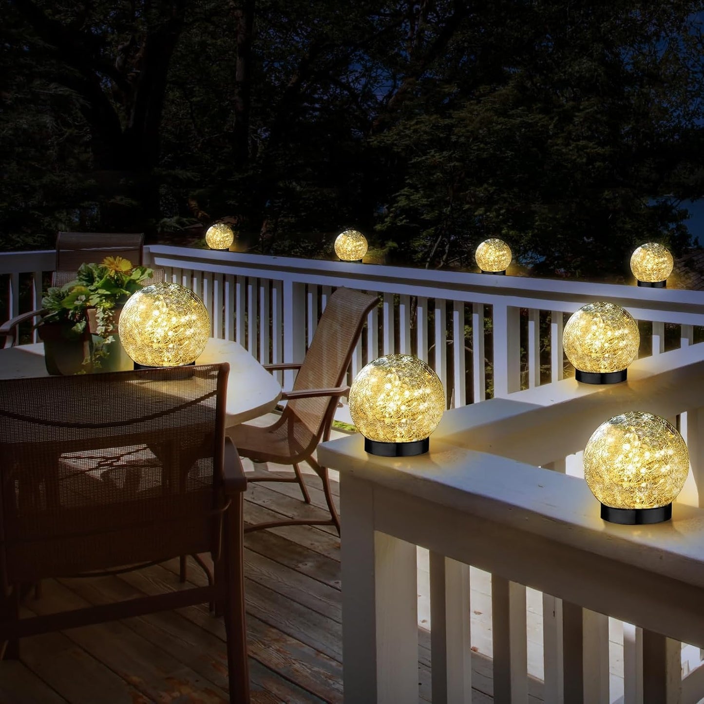 6 Pack Solar Garden Lights - Waterproof Cracked Glass Ball LED Decor for Pathway, Patio & Lawn (Warm White, 3.9")