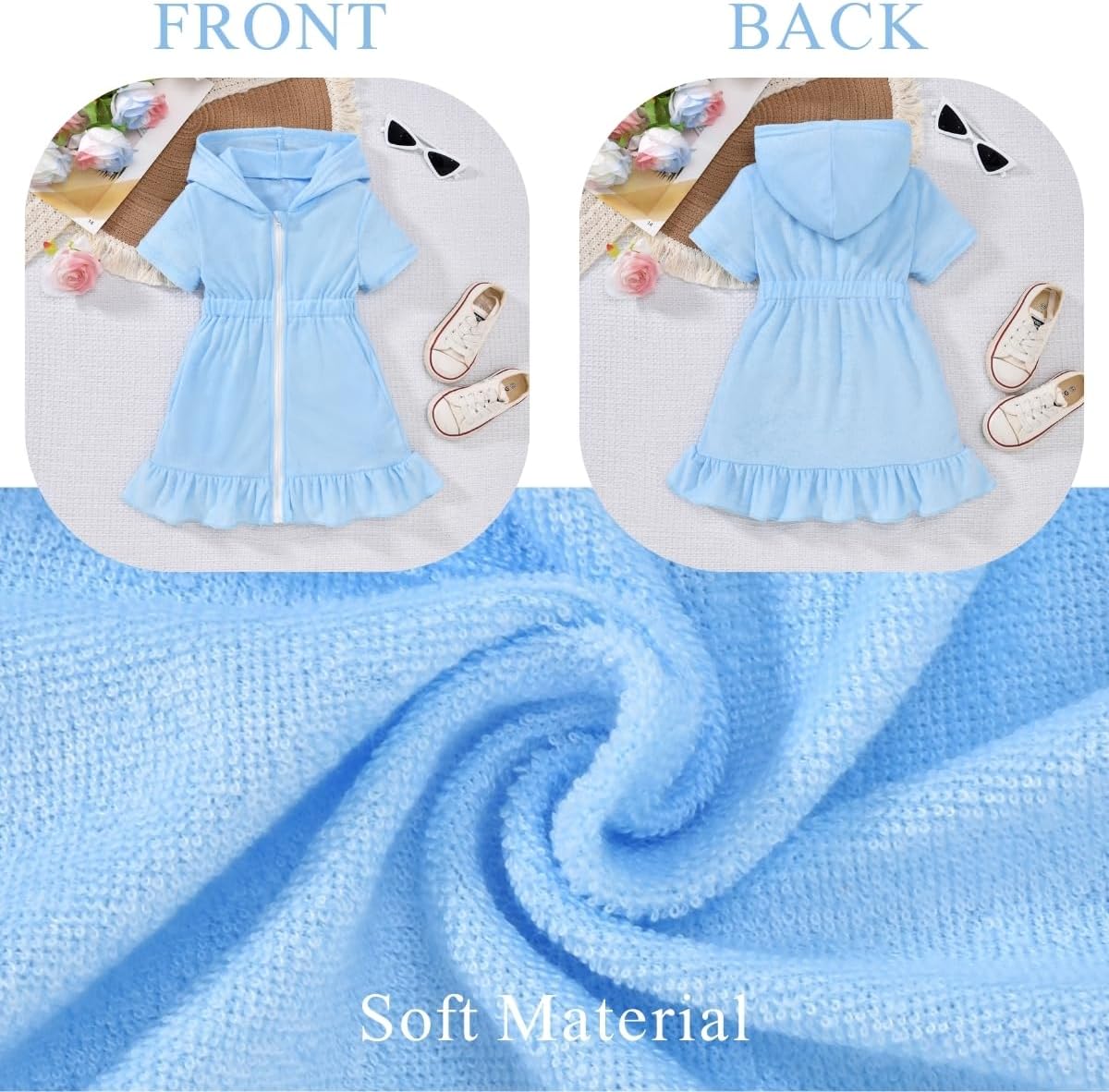 Skiennix Toddler Girls Swim Cover-Up - Lightweight & Quick-Dry Design | Perfect for Beach Days