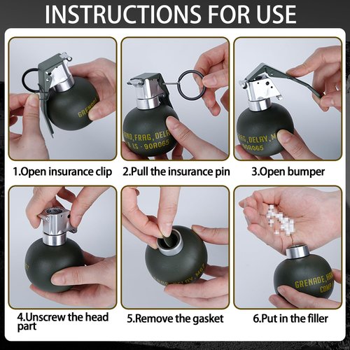 Disratw Airsoft Grenade M67 Toy Plastic CS Hand Grenade Model Tactical Gear Accessories for Army Fans Cosplay Props CS Game for Age 14+ (No Function)