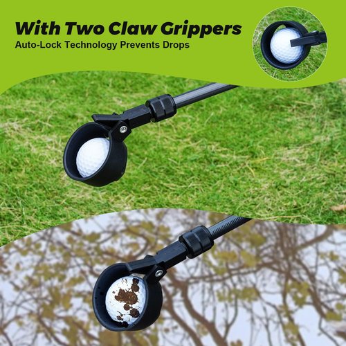 SevnElk 9Ft Golf Ball Retriever Telescopic, Carbon Fiber Golf Ball Picker Upper for Water, Lightweight & Durable Golf Ball Grabber with 2 Claw Sucker Tool, Golf Accessories Gifts for Men Women