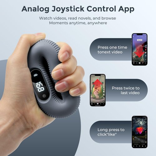 Smart Grip Strength Trainer with Bluetooth APP - Squeeze to Play Games & Scroll TikTok Hands-Free, Soft Silicone, Portable Hand Exercise for Strength, Stress Relief & Rehab (30 LB)