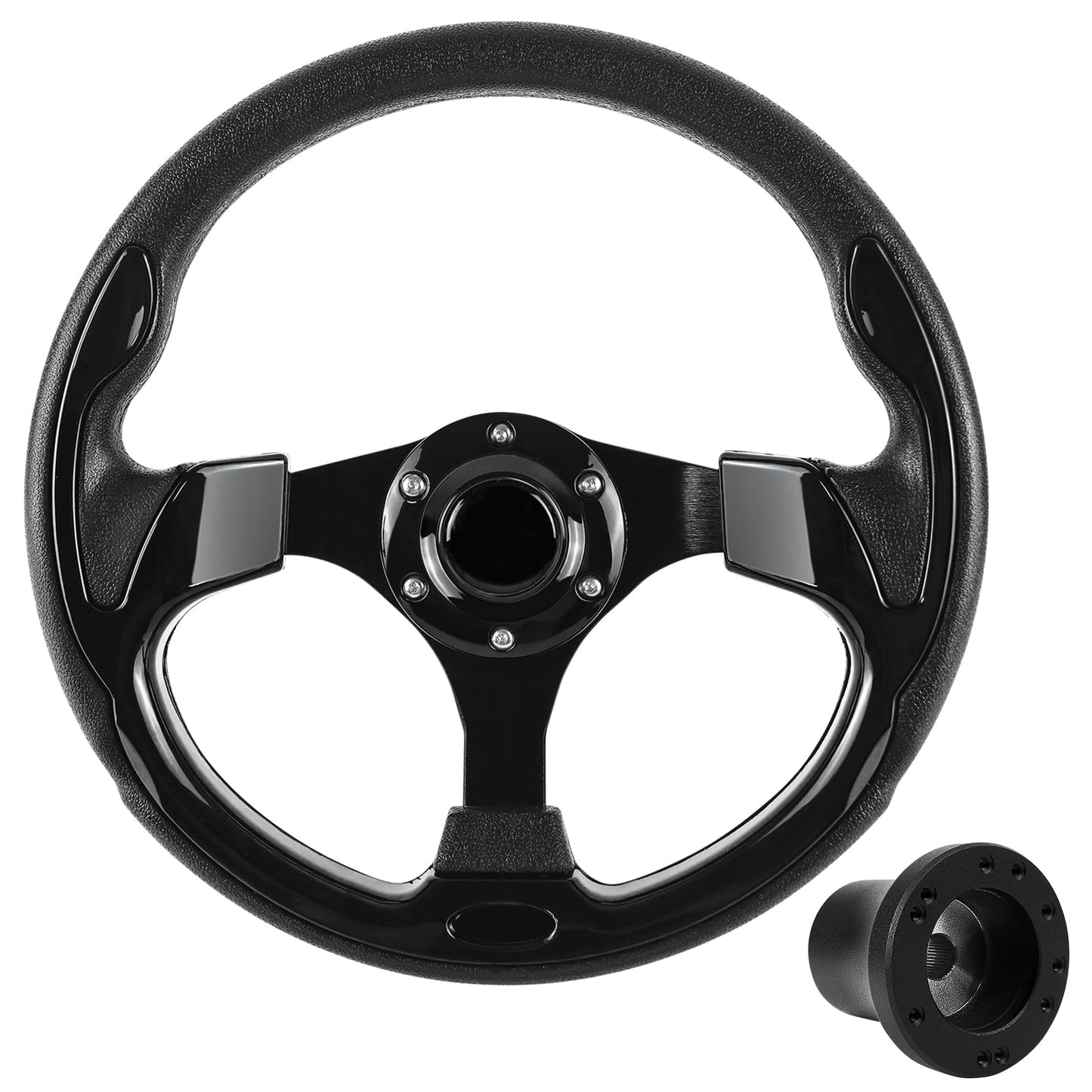 VOONKE Golf Cart Steering Wheel and Golf Adapter for EZGO TXT & RXV Golf Carts Adapter Skid -(5156BLACK)
