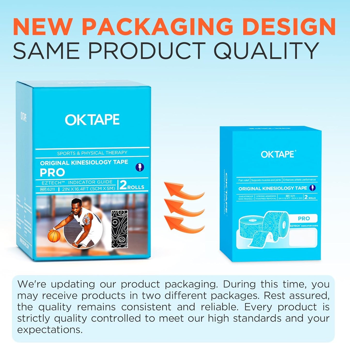 OK TAPE PRO Kinesiology Tape - Elastic Therapeutic Athletic Tape, 2" x 16ft, 2 Rolls in Black