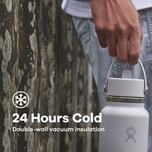Hydro Flask Water Bottle - Insulated Stainless Steel with Wide Mouth Flex Straw Lid - 40 Oz Surf Blue