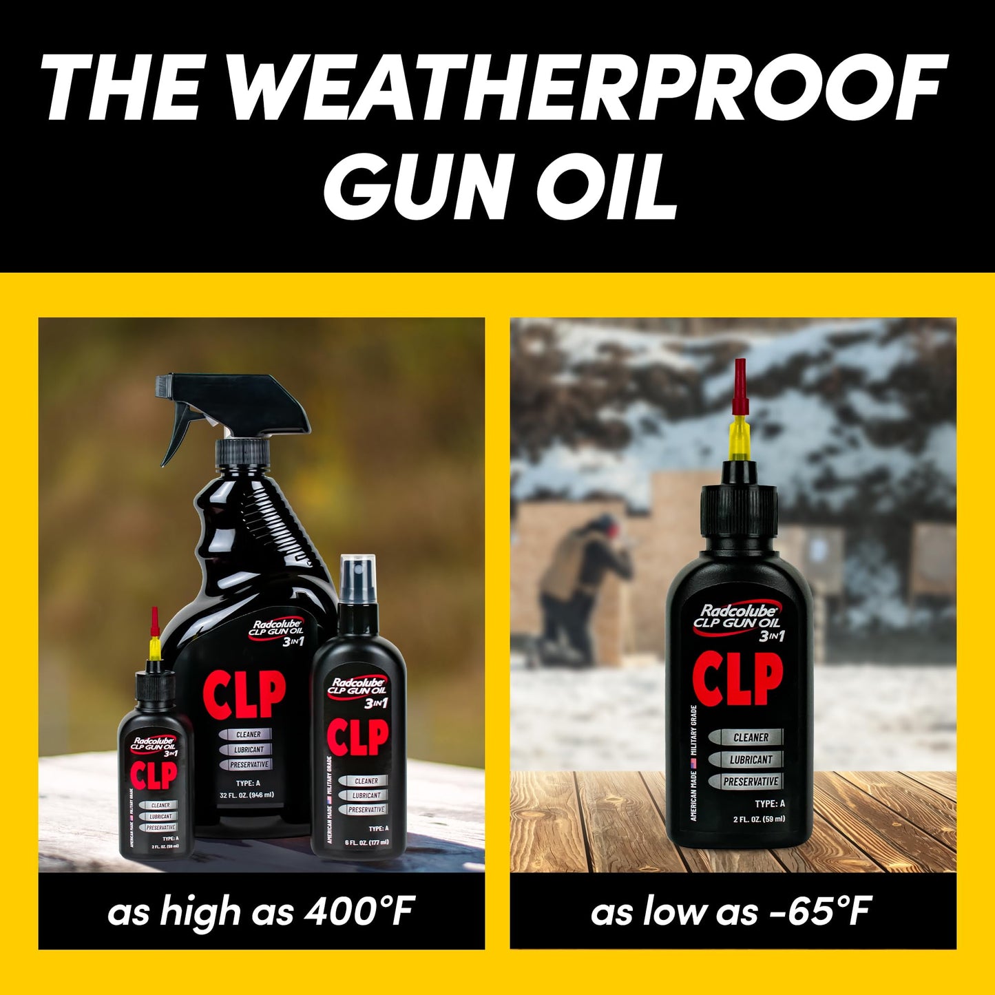 Radcolube - 3-in-1 CLP Gun Oil, Lubricates & Preserves All Types of Firearms, Military-Grade for Pin-Point CLP Gun Cleaning, Gun Oil and Cleaner Kit Essential, 2 oz Needle Oiler Bottle