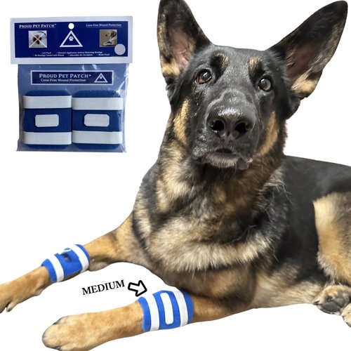 Proud Pet Patches Dog Bandage for Wound Care w/ Peep Hole Cover. Bandages for Dog Hot Spots, Lick Granuloma, Stitches and Wounds. Self Adhesive Wrap Works for Paw, Tail, Legs, Foot for Dogs & Cat