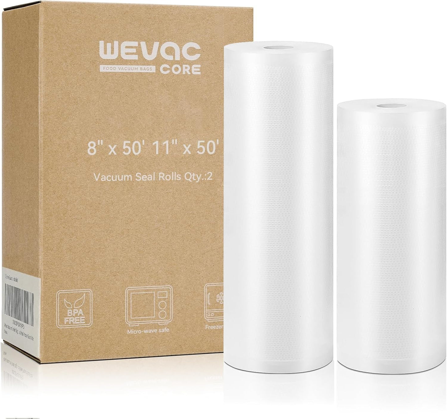 Wevac Vacuum Sealer Bags - Heavy Duty BPA Free Rolls 8x50 & 11x50 | Ideal for Meal Prep & Sous Vide