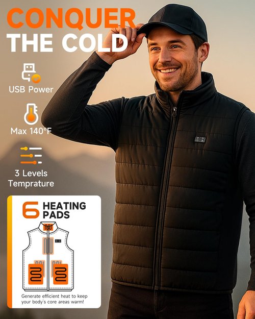 LABCOOL Heated Vest for Men Women with 10000mAh Battery Pack Included, Electric Body Warmer, Rechargeable Warm Vest