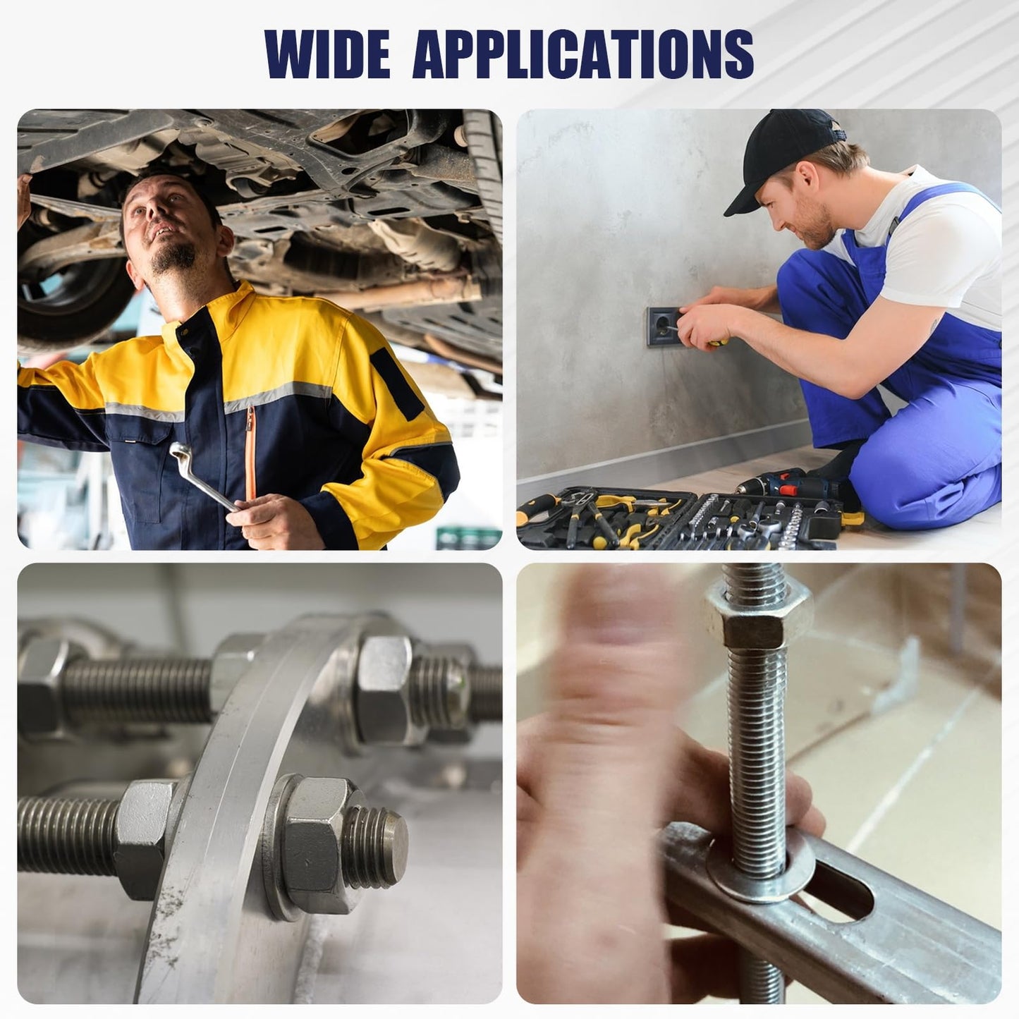 WEGOUP 18-8(304) Stainless Steel Metal Flat Washers for Screws and Bolts, 100 Pieces Assorted Washers Kit (12 Sizes M3-M12), Large and Small Hardware