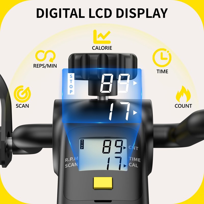 MOMODA Under Desk Bike Pedal Exerciser with LCD Display Portable Mini Exercise Bike for Arm and Leg