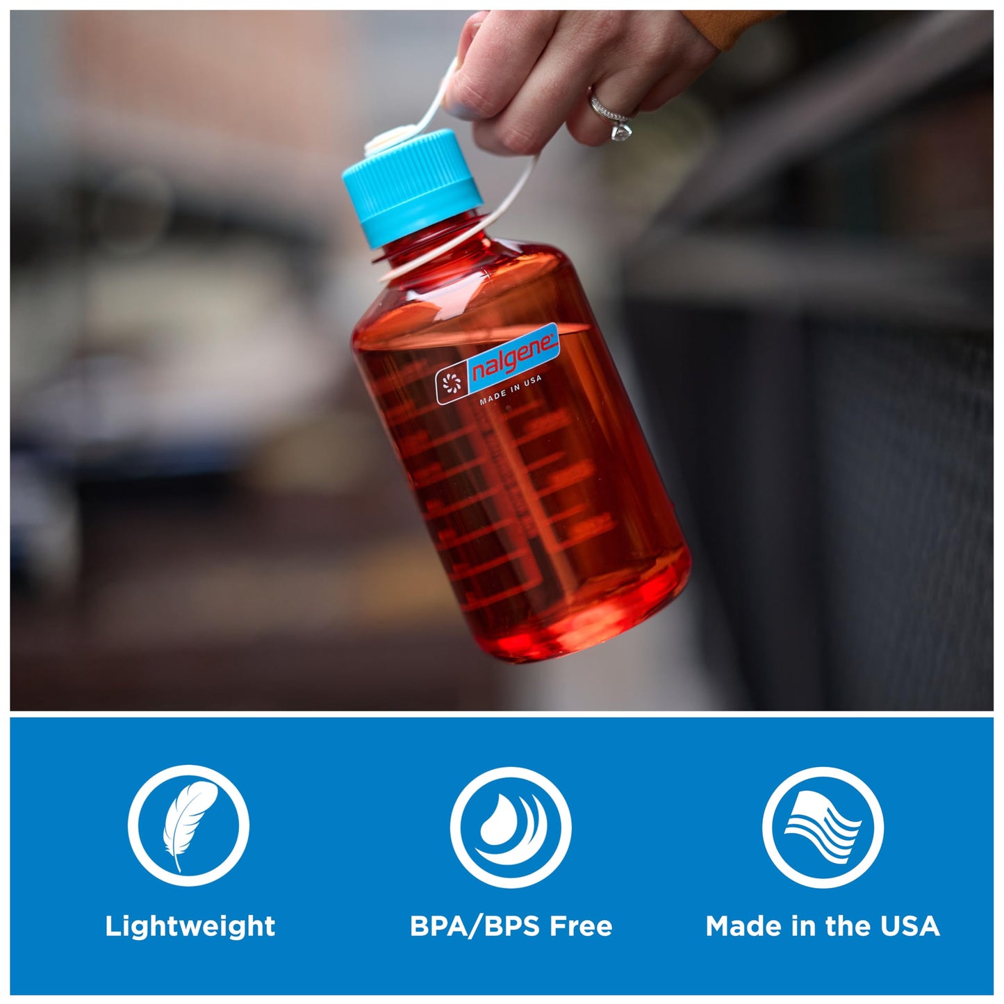 Nalgene 16 oz Narrow Mouth Water Bottle, Cerulean