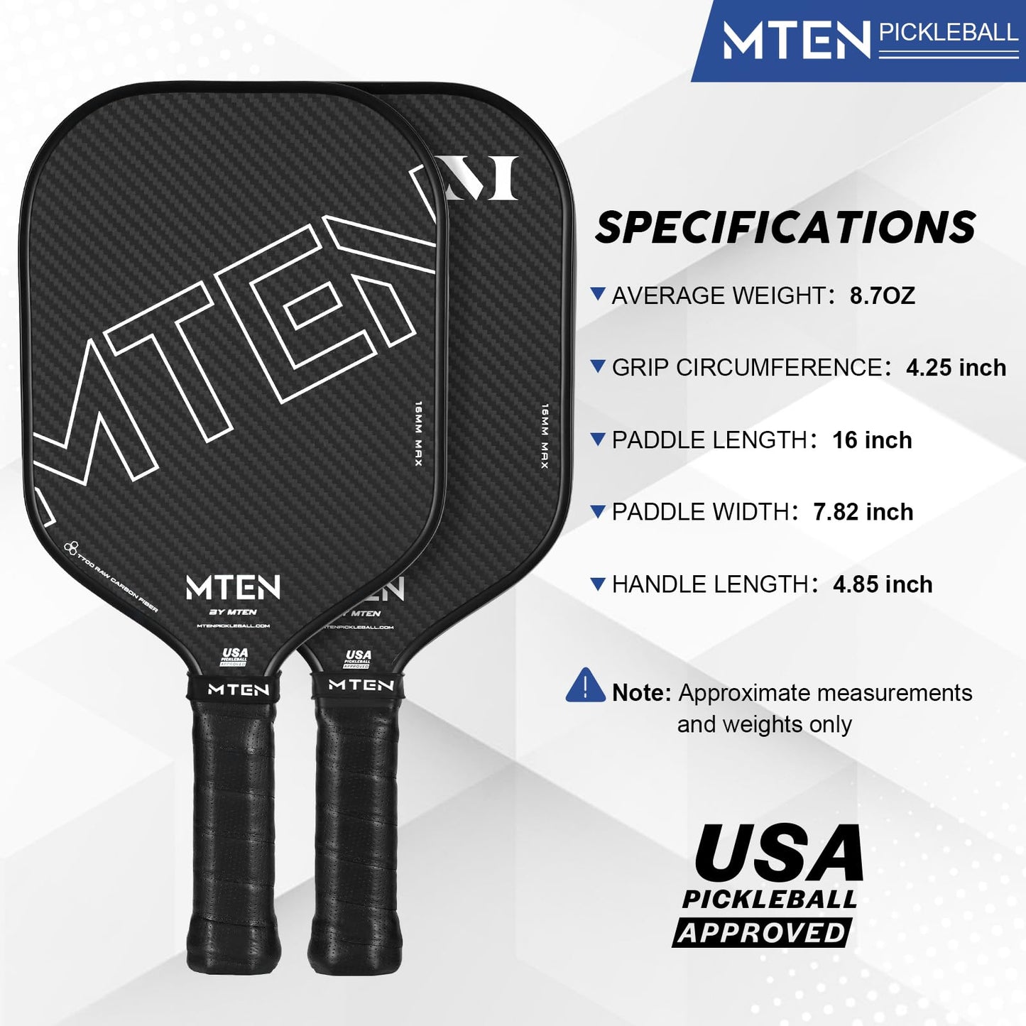 Pickleball Paddles, USAPA Approved Carbon Fiber Pickleball Paddle,16MM Polypropylene Honeycomb Core, Increased Power and Spin, Novice & Pro Players