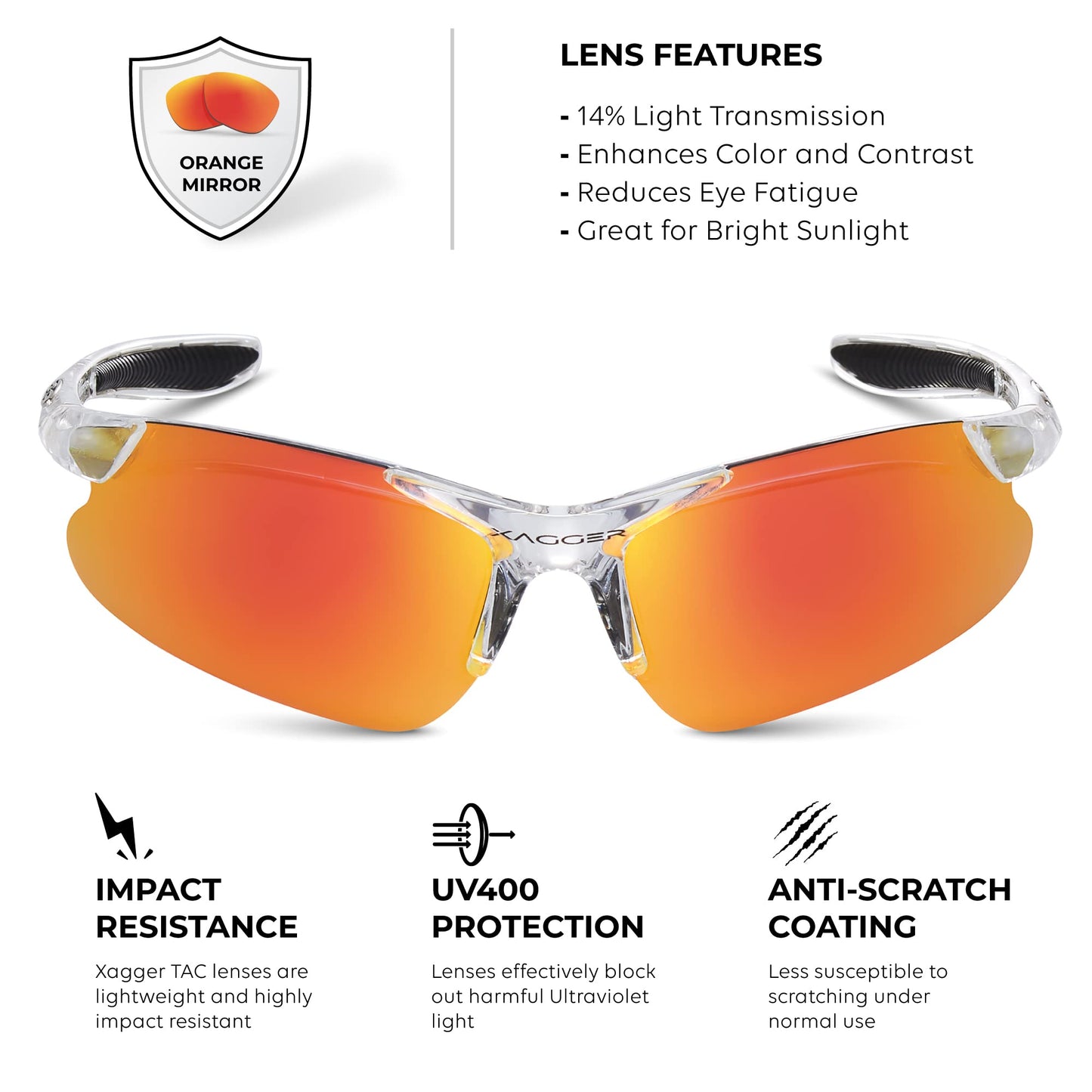 Xagger Kids Youth Polarized Sports Sunglasses for Boys Girls Baseball Softball Glasses TR90 Frame
