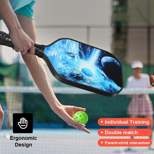 Pickleball Paddles,Pickleball Paddle Set with 2 Premium Fiberglass Paddles, 4 Pickleball Balls & Carry Bag, Durable Pickleball Racket Set for Men, Women & Kids (Ice and Fire)