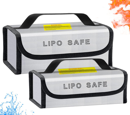 Jehaseg Lipo Battery Safe Bag Fireproof Bag for Lipo Battery Storage Charging Transport,Home Travel Office Safe Storage Pouch (230 * 80 * 100mm+185 * 75 * 60mm)
