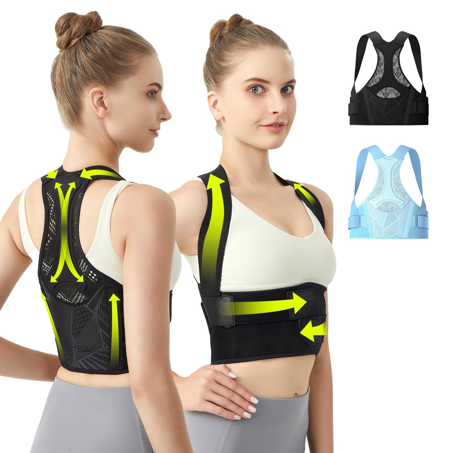 aoFIT Posture Corrector for Women - Lightweight and Breathable Back Brace for Pain Relief, Rounded Shoulders and Hunchback, Compact & Portable with Fashionable Design, Invisible Under Clothes Black M