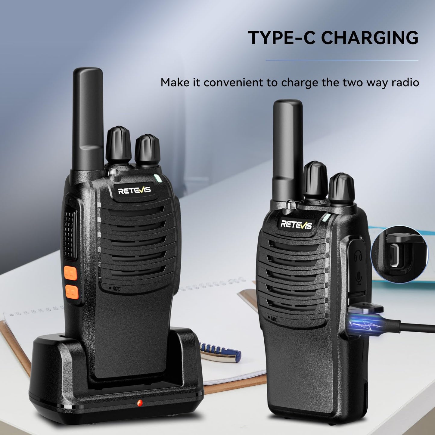 Retevis H777 Walkie Talkies for Adults with Clear Audio, Flashlight USB C