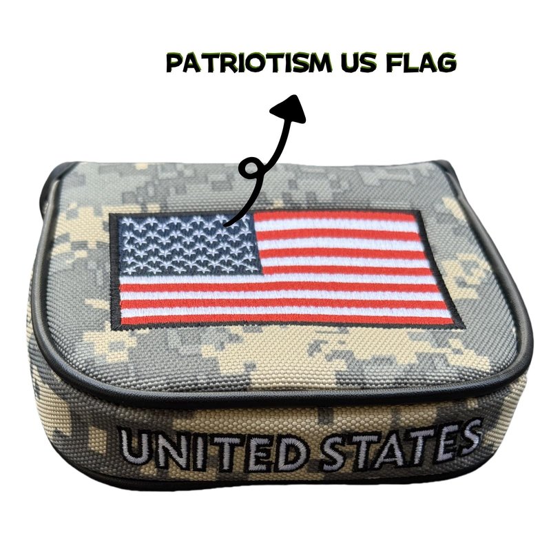 CAMO Style Golf Square Mallet Putter Head Cover Nylon Putter Cover Headocver Magnetic for Mallet Style Putters Patriotism Golf Accessories for Men Golfers