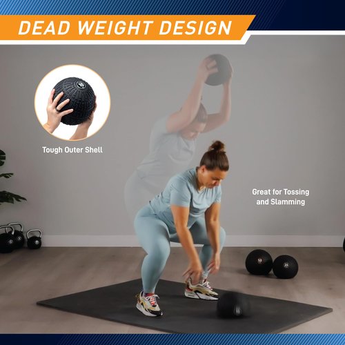 Marcy 15 lb Slam Ball Dead Weight, Sand-Filled Medicine Ball with Durable PVC Shell & Textured Grip – Non-Bounce Workout Ball for Slams, Tosses, Core & Full Body Training MCSB-015