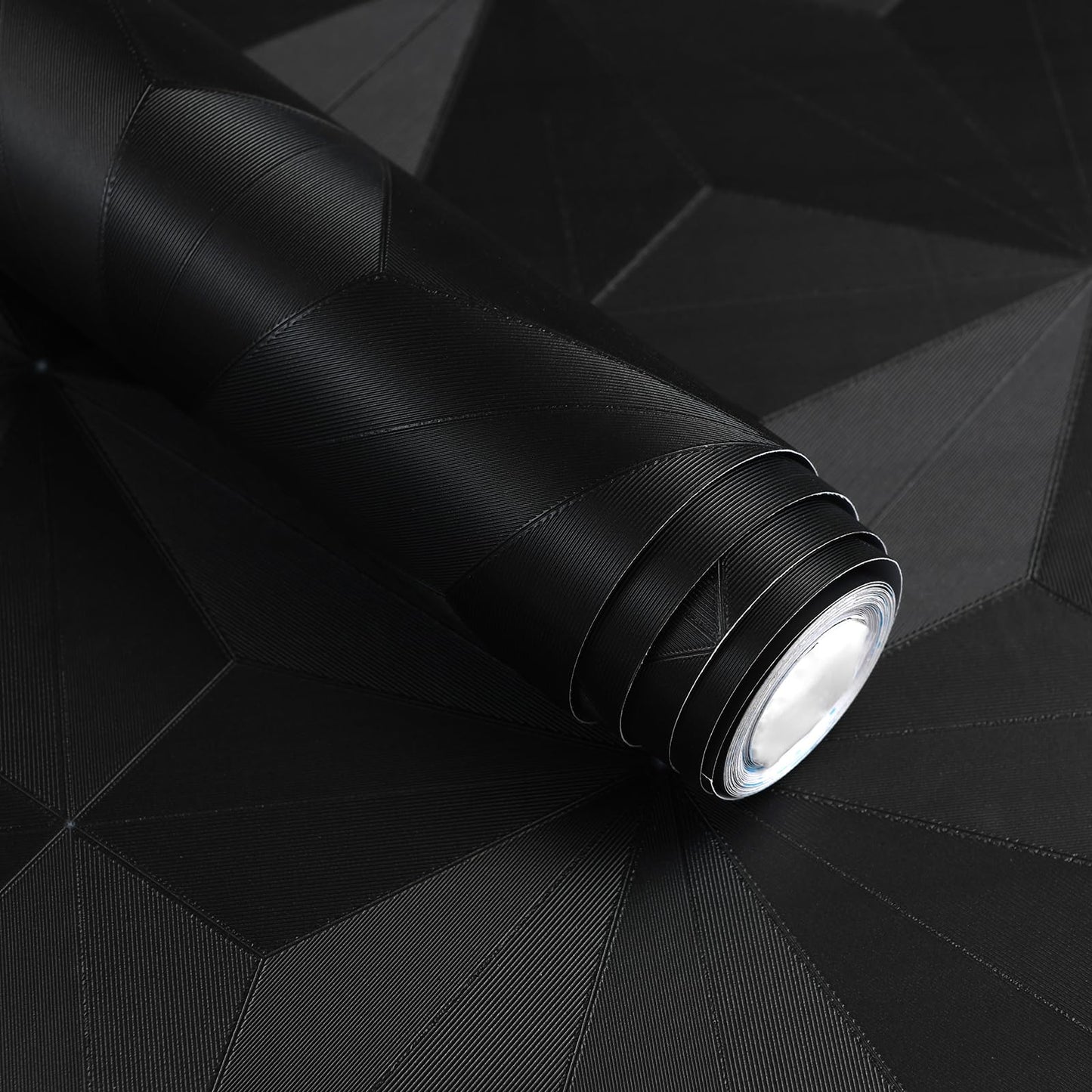 Cismmy 3D Peel and Stick Wallpaper Black Contact Paper 15.7'' X 118'' Wall Paper Renter Friendly Wallpaper SOR Cabinets and Drawers Removable Vinyl Wrap Modern Geometric Wallpaper Self Adhesive