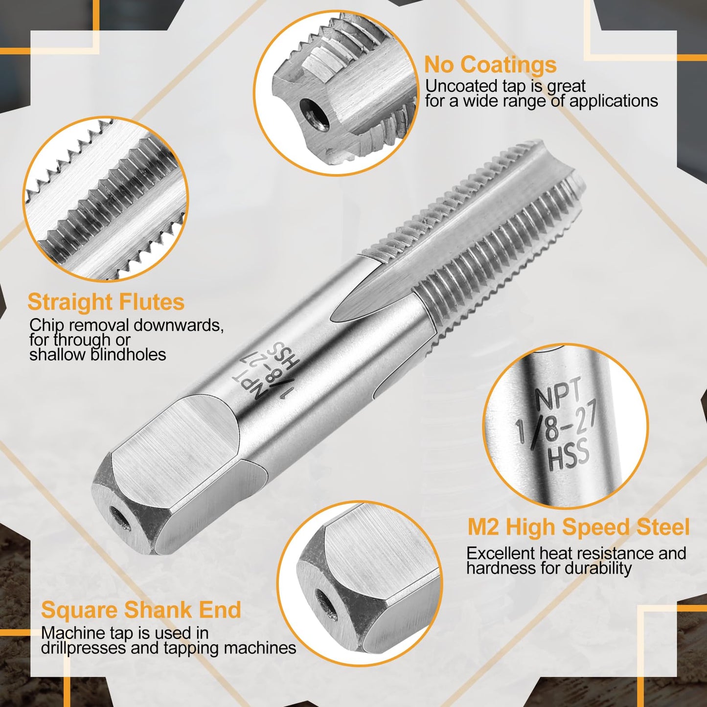 MorningRo 1/8-27 Npt Tap 21/64 Drill Bit, M2(6542) High Speed Steel Tap and Drill Bit Sets for Accurate Threads, Assorted Plumbers Mechanics DIY Thread Cutting Tools