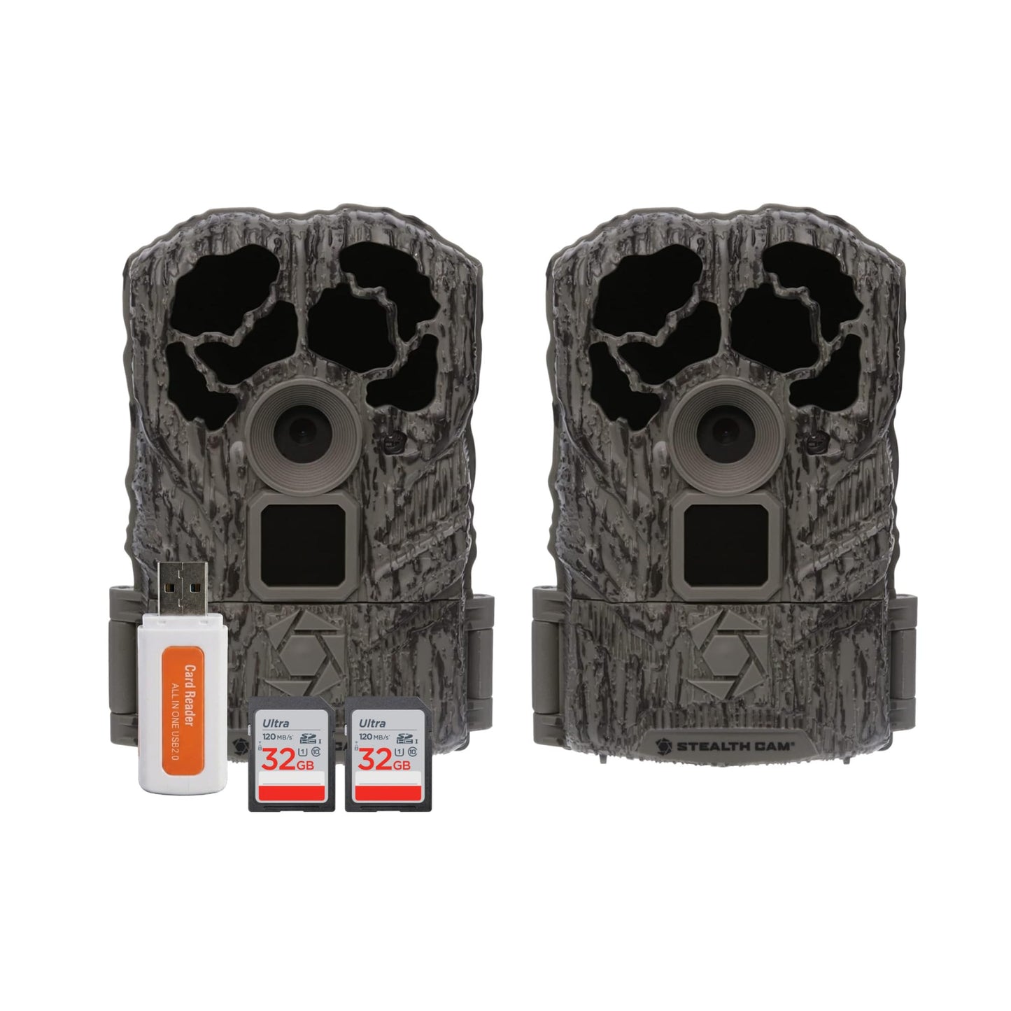 Stealth Cam Browtine 16MP Durable Trail Camera Bundle with 32GB Ultra SDHC UHS-I Memory Card, and High-Speed Card Reader (5 Items)