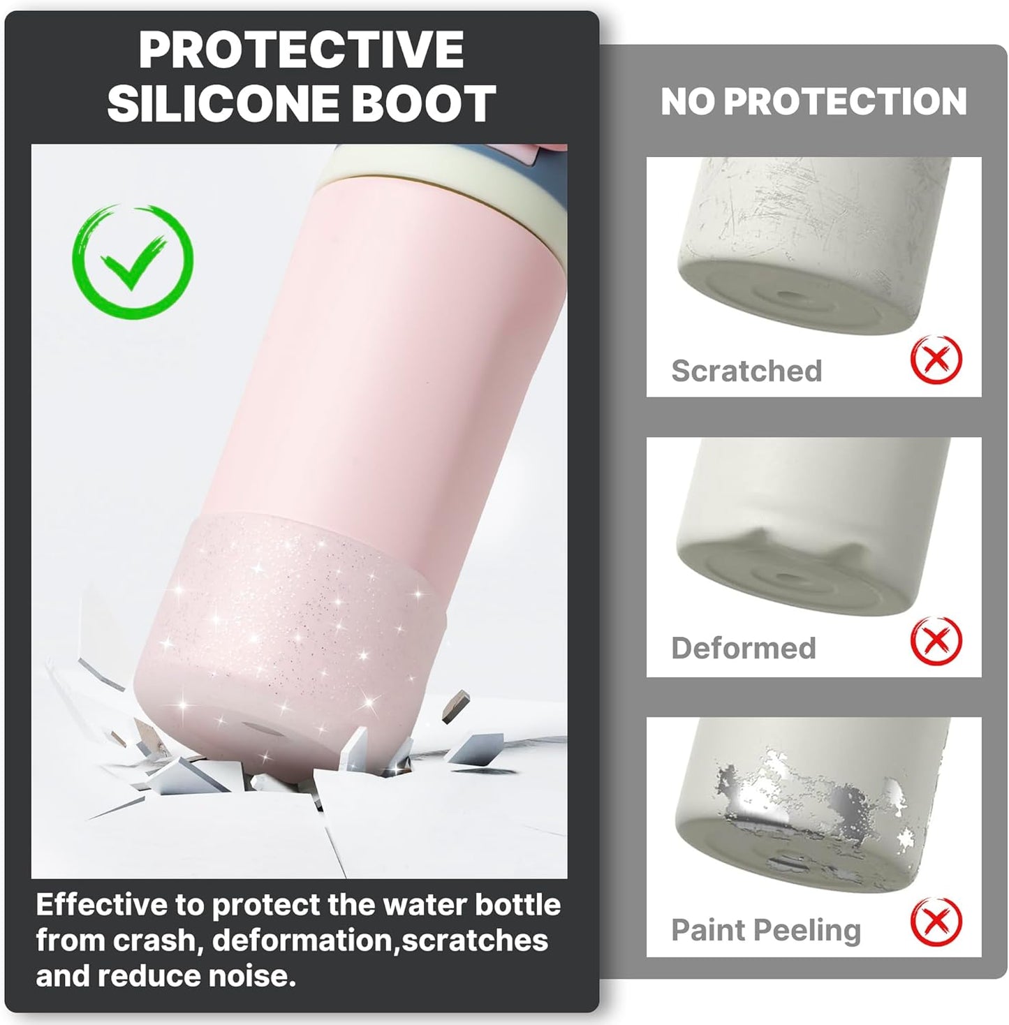 Owala Silicone Boot - Anti-Slip Protective Sleeve for 14/16 oz Water Bottle | Glitter White
