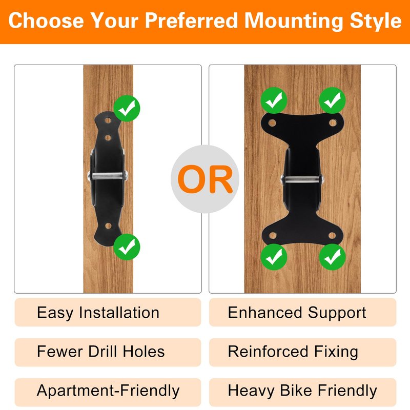Cyfie Bike Wall Mount, Horizontal Garage Storage Bike Rack Hanger, Indoor Bicycle Holder Hook for Hanging Mountain Road Hybrid Bikes in Apartment Home