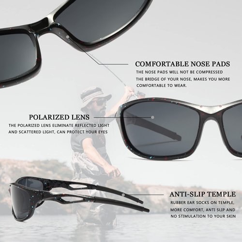 Long Keeper Polarized Sport Sunglasses - Women Men Running Driving Fishing Sunglasses Wrap Around Hiking Sun Glasses (Blue Blue)
