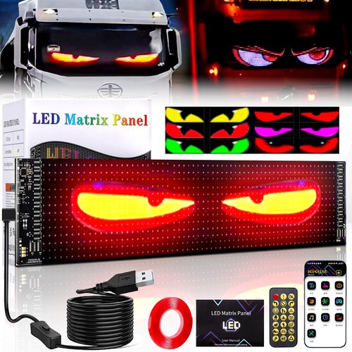Suacopzar Golf Cart Devil Eyes Light, 23x5in Programmable Flexible LED Digital Display Smart APP Control Custom Text DIY Pattern, Golf Cart Lights Soft Screen LED Lights for Car Trucks Decor
