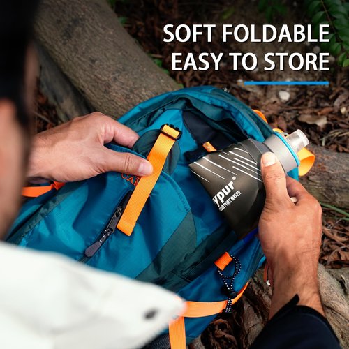 joypur Collapsible Squeeze Water Filter Bottle - 650ml with Filter with NSF/FDA Certification Befree or Peak Series replacement for Hiking,Running,Camping,Travel,Cycling,and Fishing,BPA-Free(Gray)