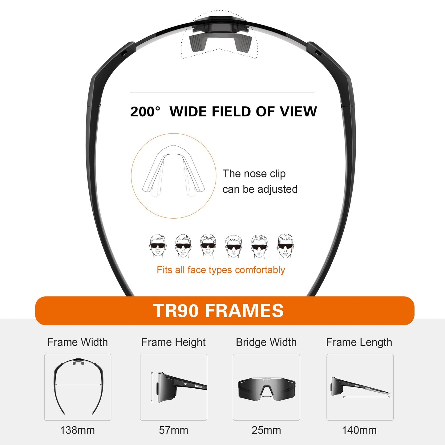 suoso Sports Cycling Sunglasses for Men: Lightweight UV Protection Polarized Sun Glasses for Youth Baseball Softball Running