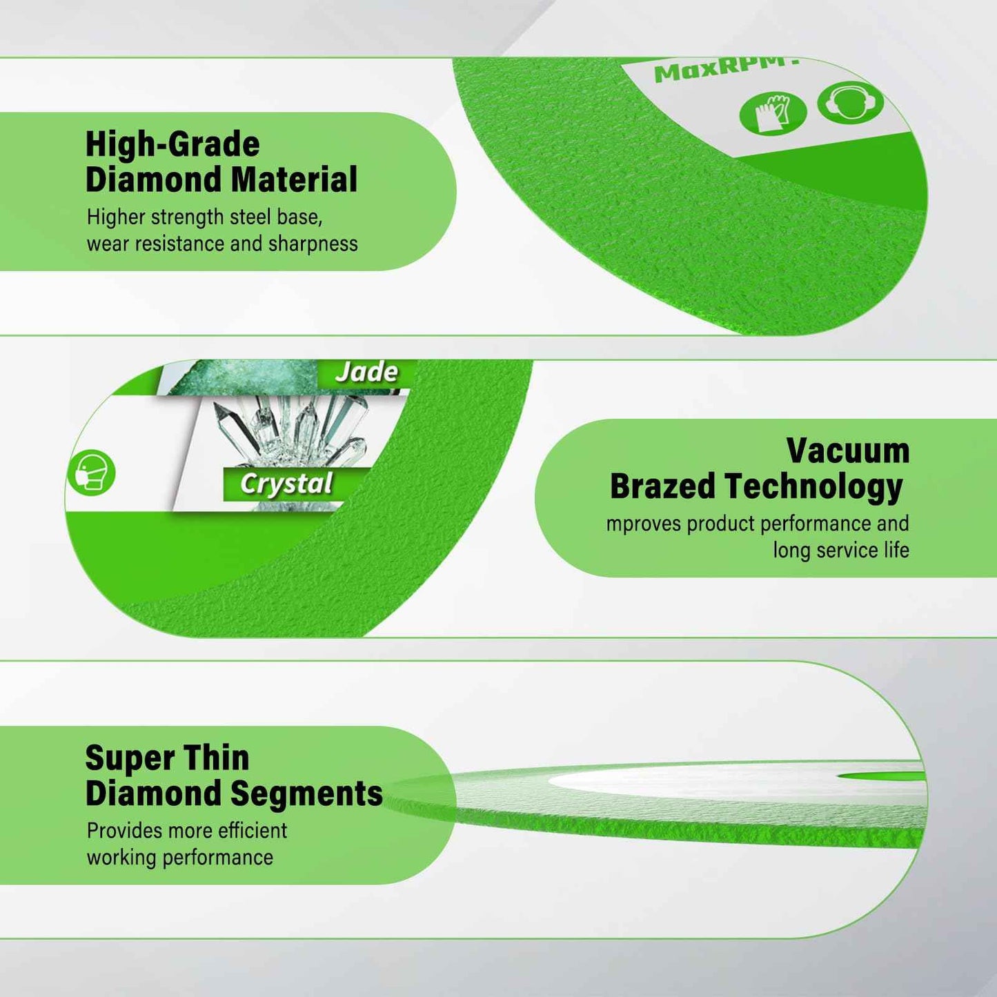 5 PCS 4-1/2 Inch Glass Cutting Disc for Angle Grinder, Diamond Saw Blades Grinding & Cutting Discs for Ceramic, Crystal, Marble, Jade, Tile, Wine Bottle, 7/8" Arbor