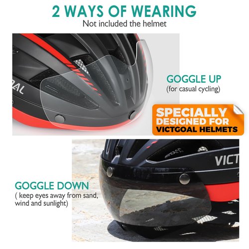 VICTGOAL Detachable Magnetic Bike Helmet Goggles Visor Especially Deisgned for VG110/VG112 Bicycle Helmet (Photochromic)