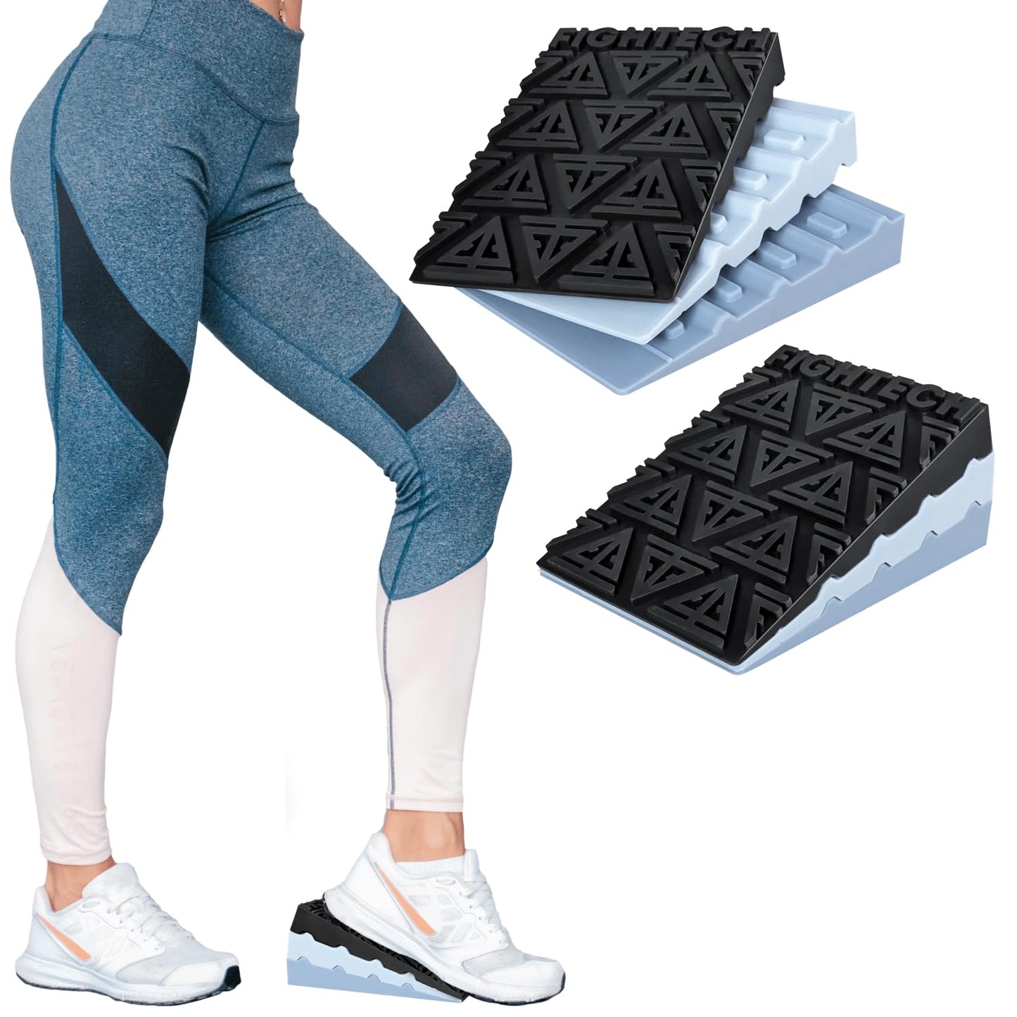 Silicone Squat Wedge Block for Elevated Heel Squats and Deadlifts - 6 PCS - Improve Mobility, Balance, and Strength - 21° Max Incline - Non-Slip, Versatile Trainer Aid