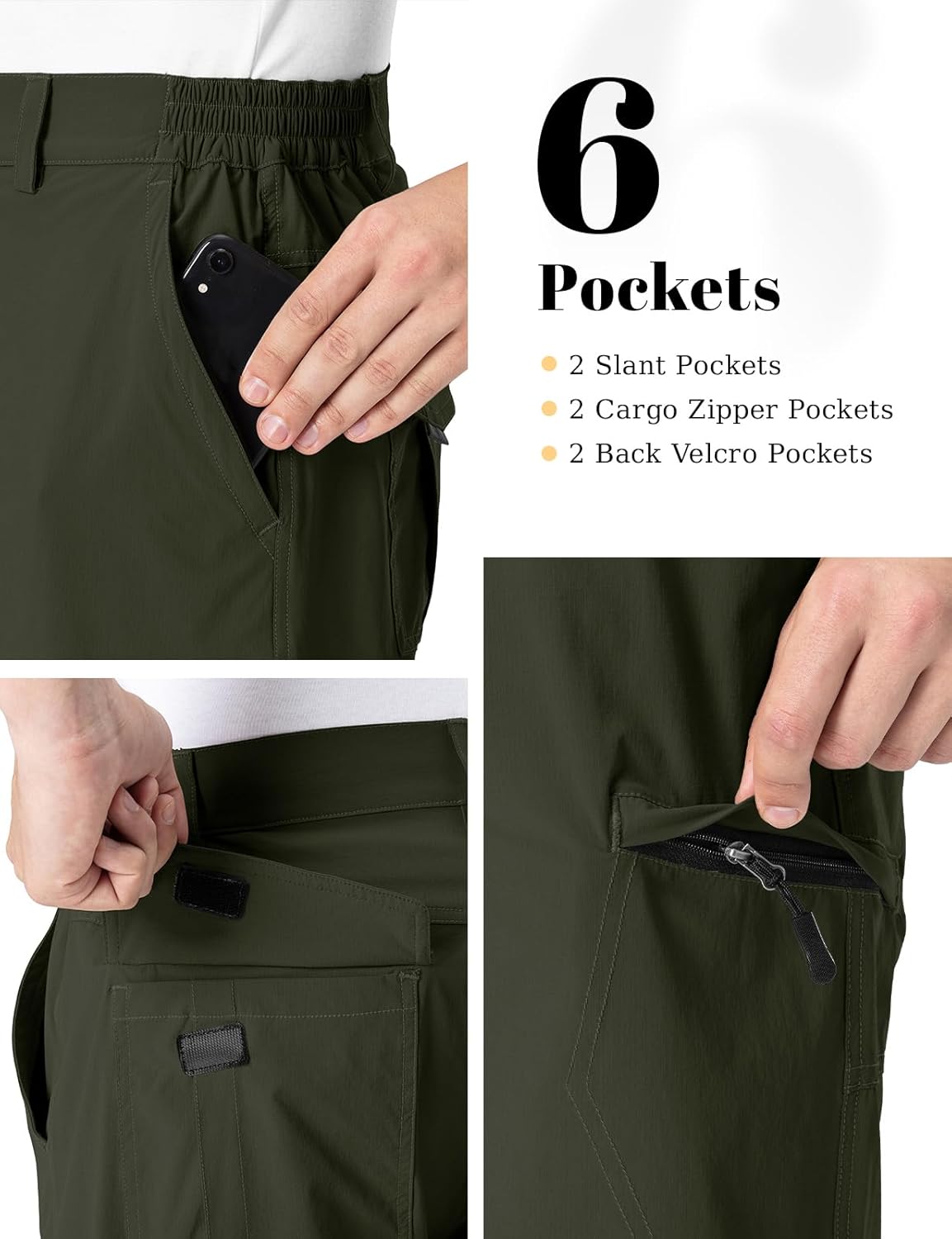 Rdruko Men's Hiking Shorts - Quick Dry Lightweight Cargo Shorts with 6 Pockets | Ideal for Outdoor Travel and Golf