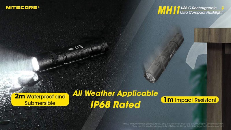 Nitecore MH11 USB-C Rechargeable EDC Flashlight, 1000 Lumen with Two Batteries and LumenTac Organizer