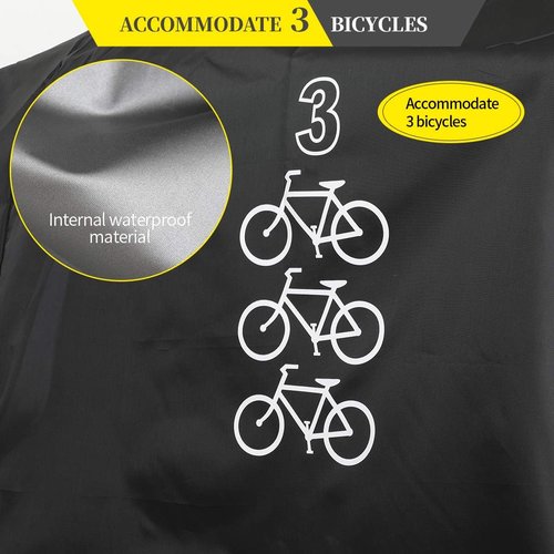 Aiskaer Bike Cover - Waterproof Heavy Duty Protection for 2-3 Bikes | Black Polyester