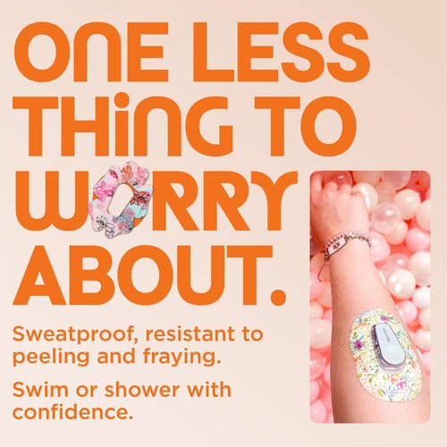 ExpressionMed - Adhesive Patches for Libre 3 & Libre 3 Plus (Pack of 5) - Made in The USA, Waterproof, Non-Fraying, Pre-Cut CGM Sensor Tapes (Watercolor Garden Variety Pack)
