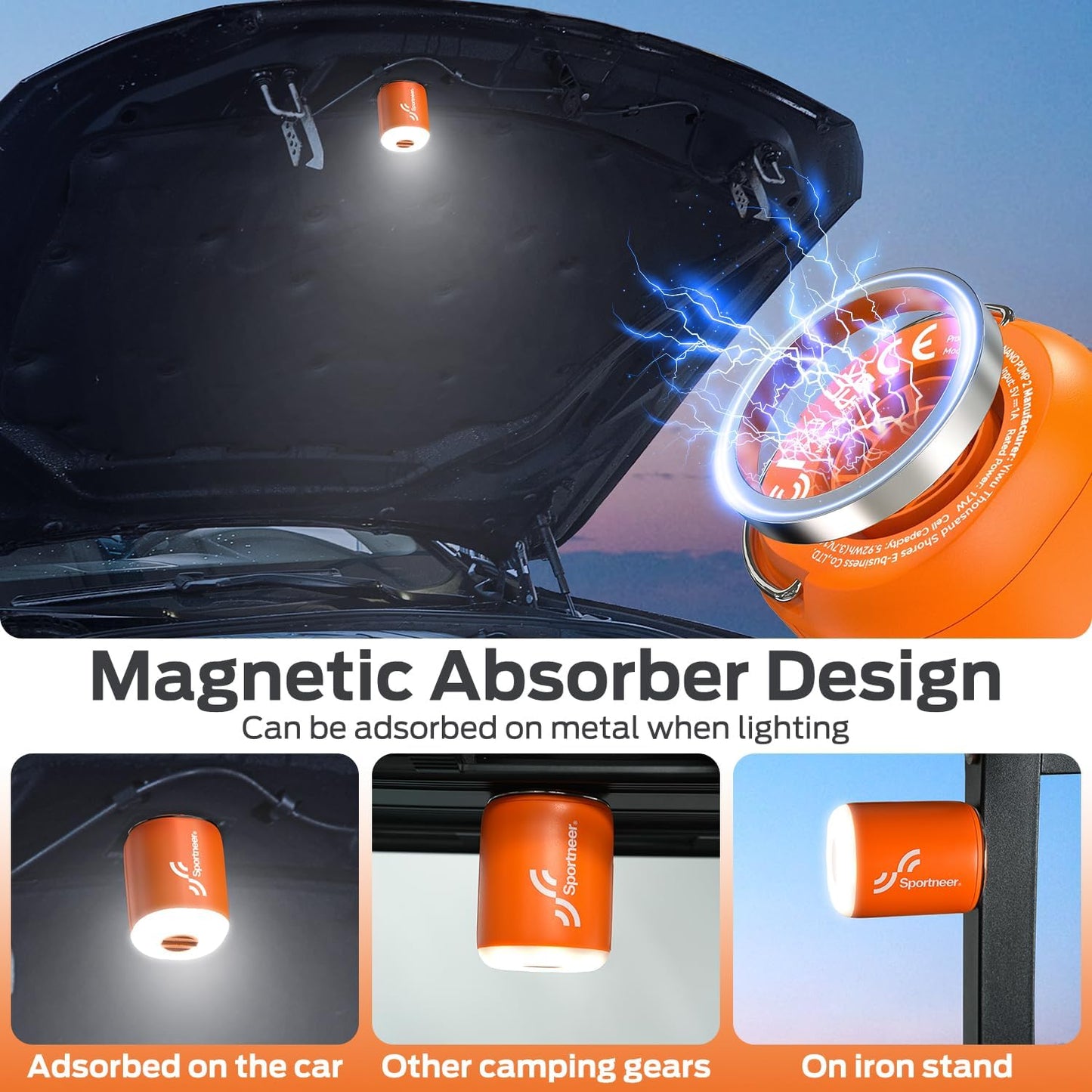 Sportneer Compass Hiking Survival Military Grade with Sighting Mirror + Tiny Portable Air Pump with Camping Light for Camping Hiking Outdoor