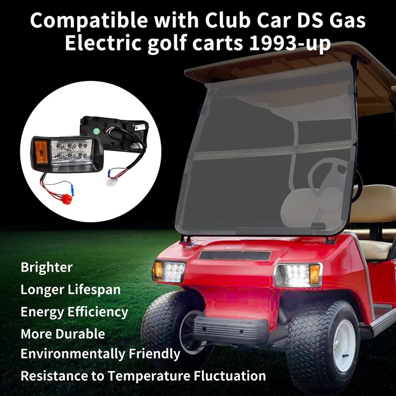 Orle Oko Golf Cart Headlight for Club Car DS 12V Factory Style Street Legal LED Golf Cart Front Headlights for Club Car DS 1993-up Gas and Electric OEM 101988001 101988002
