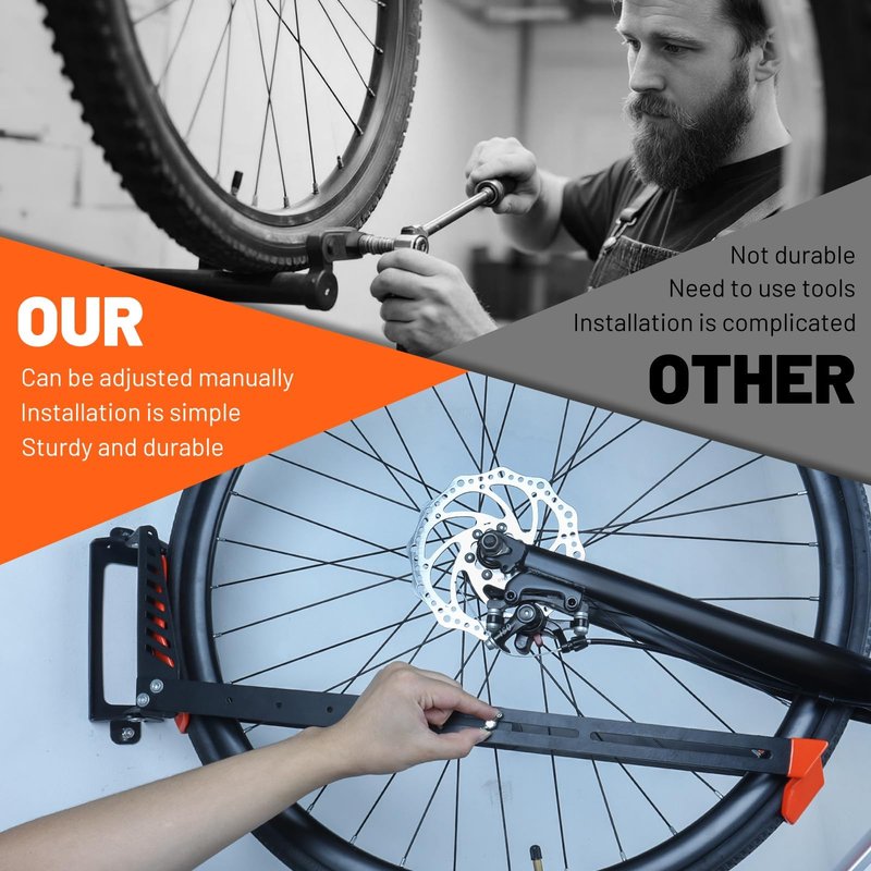SAMRELAX Swivel Bike Rack Wall Mount, 1 pcs Bike Hanger Wall Mount, Wall Space-Saving Vertical Bike Hanger, Sturdy Bike Storage Rack, Indoor Bicycle Hooks