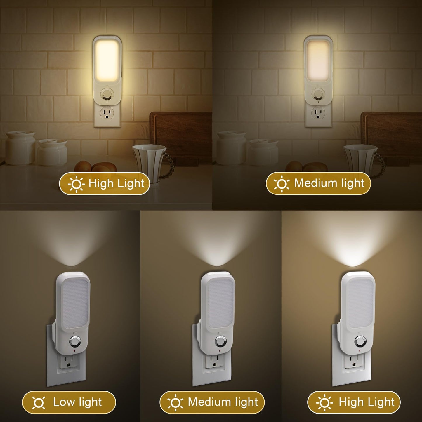 Breeker Motion Sensor Night Light with Flashlight, Night Lights Plug into Wall with Dusk to Dawn Motion Sensor, Soft Warm White, Adjustable Brightness for Bedroom, Stairs, Hallway
